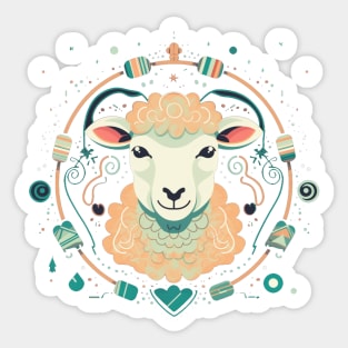 Sheep in Ornament, Love Farm Animals Sticker